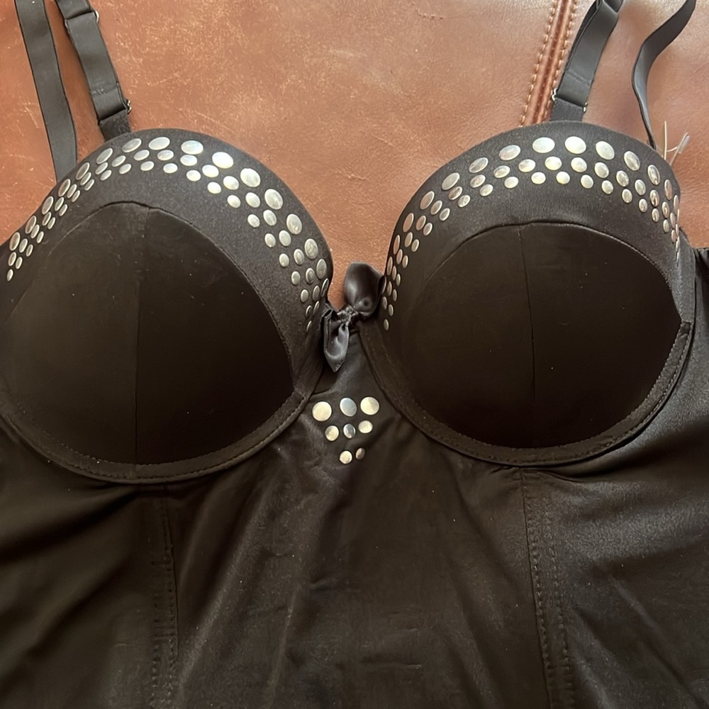 Sexy Black/Silver Studded Corset NWT Size XL - Picture 3 of 8